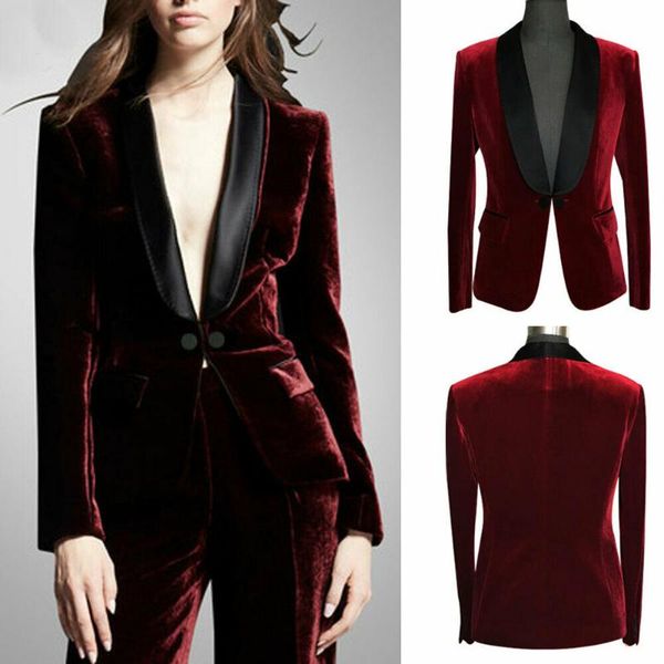 

women's two piece pants burgundy velvet formal suits 2 pcs (jacket+pants)women's ladies party evening prom wedding tuxedos, White