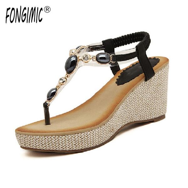 

women sandals comfortable bohemia wedges sweet breathable beach cool style casual shoes, Black