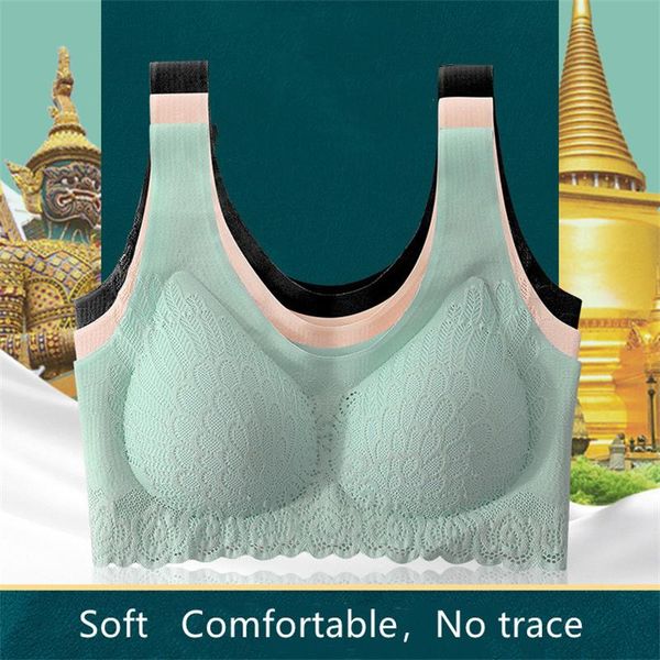 

bras 3pcs latex seamless one-pieces women underwear push up vest bralette padded gather intimate lingerie soft comfortable bra, Red;black