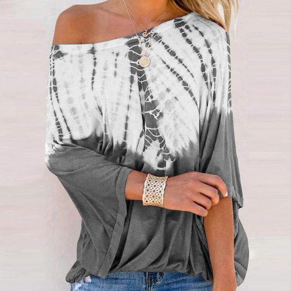 

yoga outfits womens t-shirt off shoulder pullover short sleeve irregular homewear casual print 2021 fashion, White;red