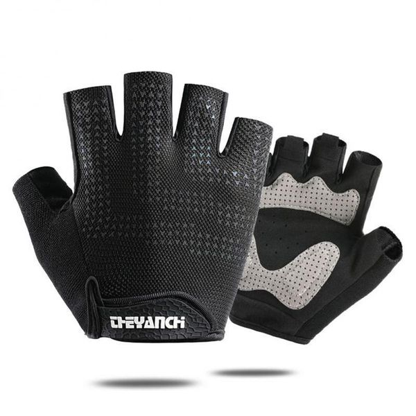 

cycling gloves anti slip shockproof bike pro light soft breathable cool dry half finger glove mtb road, Black