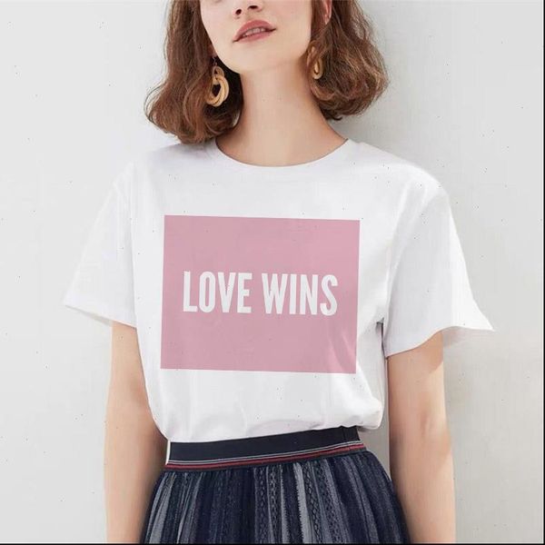 

women t shirt love wins letter print casual funny for lady girl tee lovely female shirts, White