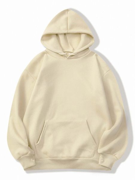 

solid drawstring thermal lined hoodie i6ye#, White;black