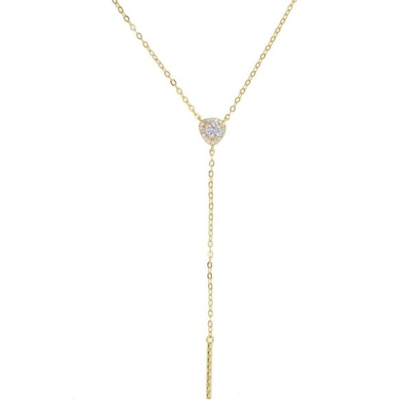 

pendant necklaces delicate women necklace y lariat 2021 tiny dainty gold single cz with link chain choker high quality, Silver