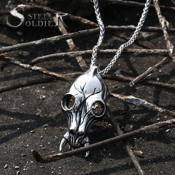 

steel soldier fashion vintage women men skull stainless pendant chain necklace jewelry necklaces, Silver