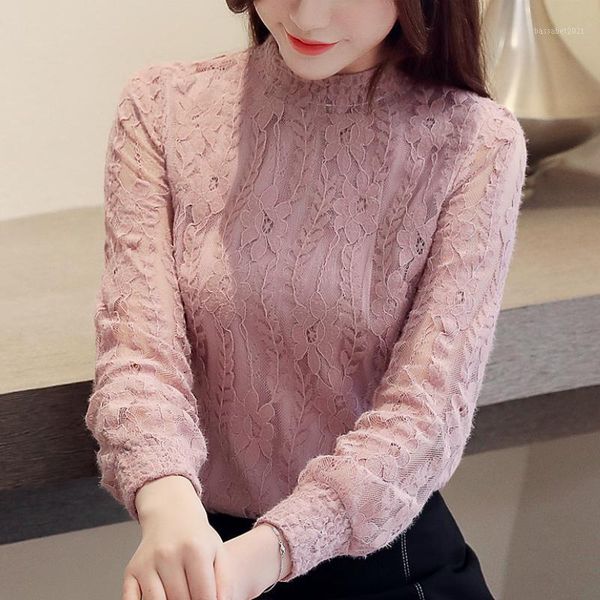 

women's blouses & shirts womens and hollow lace blouse shirt long sleeve women fashion white blusas femininas a914