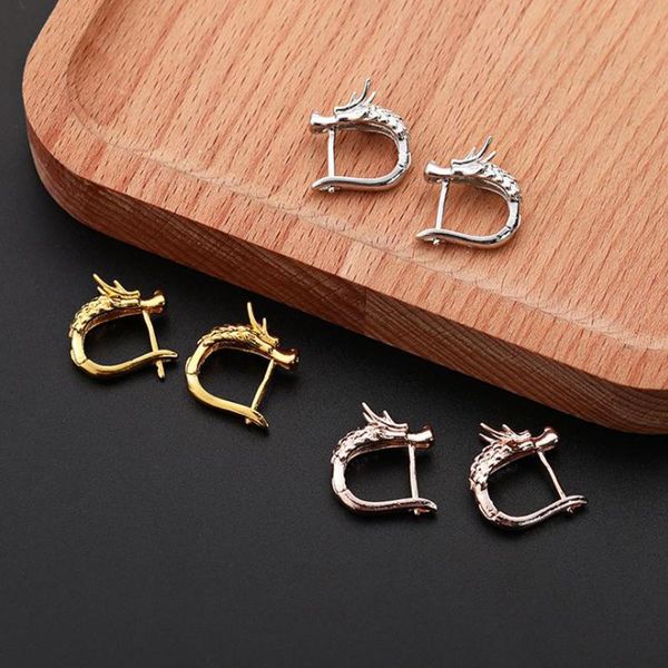 

stud punk animal dragon earrings gold silver color korean men women studs earring for male female party jewelry gift, Golden;silver