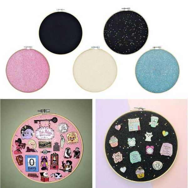 

frames badge brooch display wall hanging pin glitter board holder collection embroidery hoop