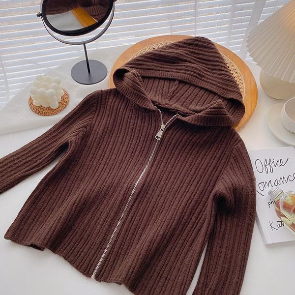 

women's knits & tees 2021 autumn thin korean sweater women v neck long sleeve crop cardigan vintage striped hooded japanese cardigans, White