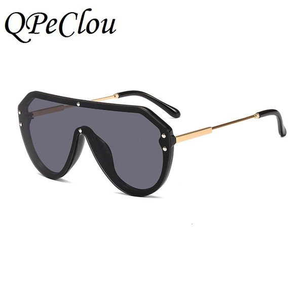 

luxury designer sunglasses qpeclou 2021 fashion oversized one piece women brand designer vintage rivet square sun glasses men plastic shades, White;black
