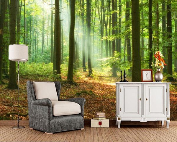 

wallpapers papel de pared beautiful morning in the forest 3d wallpaper,living roomtv wall bedroom papers home decor restaurant mural