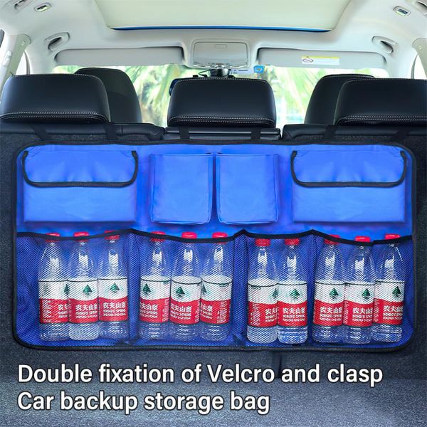 

car organizer rear seat back storage bag multi hanging nets pocket trunk auto stowing tidying interior accessories
