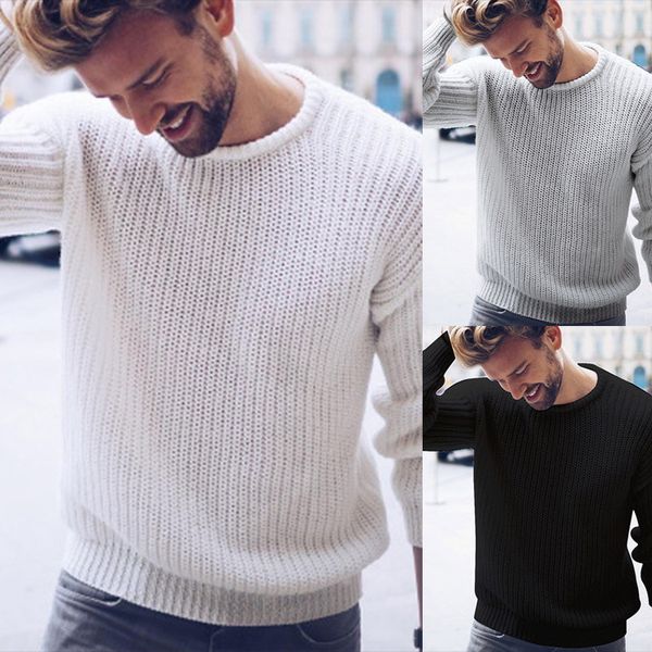 

men's sweaters 2021 caual round ne pullover knitted wear, White;black