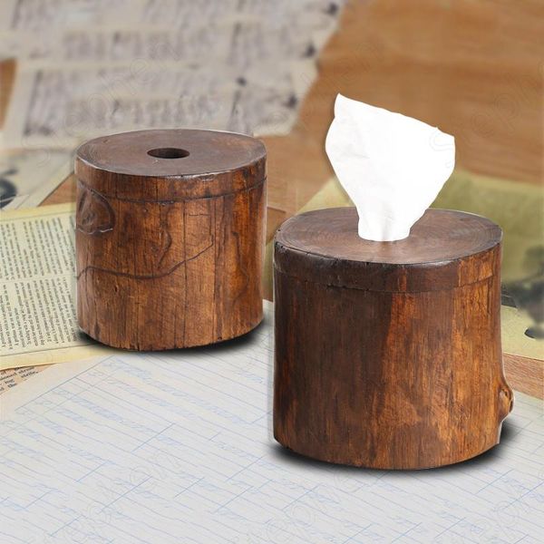 

tissue boxes & napkins thai solid wood box imitation wooden round roll paper napkin holder vintage dining table desktowel organization