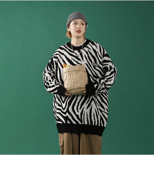 

suÃ©ter harajuku de primavera y otoÃ±o directo fÃ¡brica, hombres mujeres, tendencia suelta, patrÃ³n cebra jardÃ­n men's hoodies & sweatshirt, Black