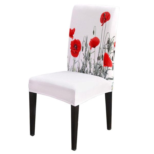 

chair covers field red flowers spandex elastic dining slipcover removable kitchen seat case stretch cover for banquet