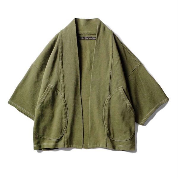 

men's jackets 21ss kapital hirata hohong batik wash two color waffle cotton breathable loose short sleeve daopao, Black;brown