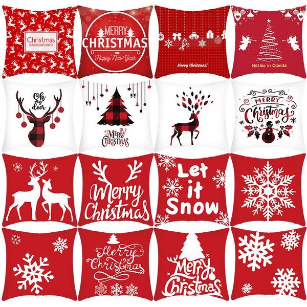 

cushion/decorative pillow home throw case printed snowflake elk letter christmas gift plush pillowcase removable sofa decoration car cushion