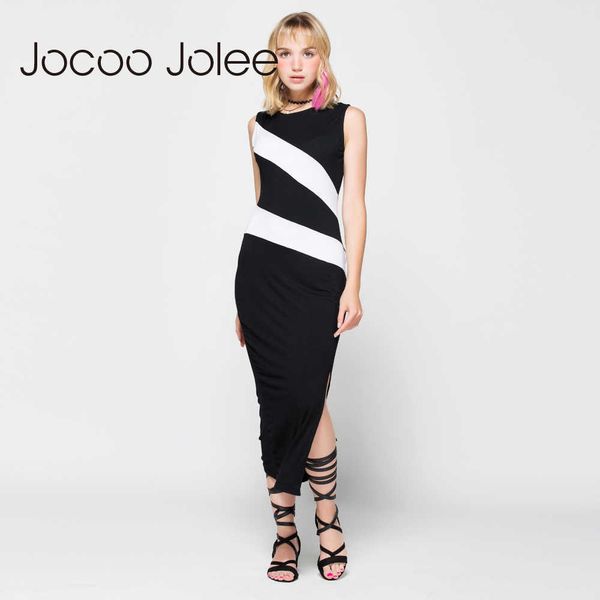 Jocoo Jolee Summer Abiti Casual Dresses fitness womens Sexy Bodycon Dress Slim Abito senza maniche Mid-Calf Abiti lunghezza 210619