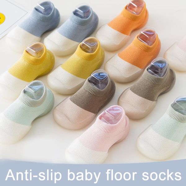 

baby boys girls spring autumn sock shoessimple style non-slip floor infant children's socks with soft rubber sole for first walkers
