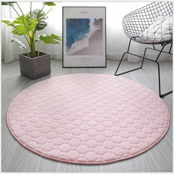 

thickened embroidered coral velvet round carpet basket chair cushion tent bedroom living room rug children's play mat carpets