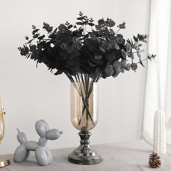 

decorative flowers & wreaths 20 heads 5 branches black colorful artificial eucalyptus leaves green plants silk flower bouquet wedding home p