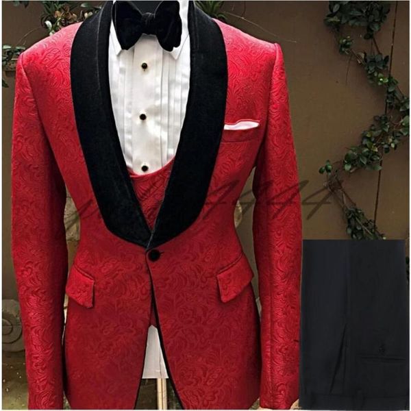 

men suits shawl lapel man pattern red groom tuxedos wedding groomsman 3 pieces ( jacket+pants+vest )e379 men's & blazers, White;black