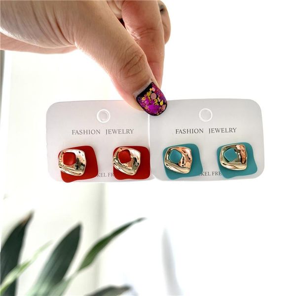 

hoop & huggie summer style geometry three-dimensional enamel drop women's earrings fashion jewelry for girl gift, Golden;silver