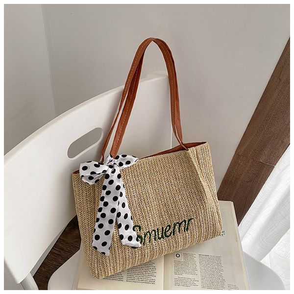 

new handbags women's 2021 straw scarf portable large capacity holiday beach single shoulder bag factory direct sale