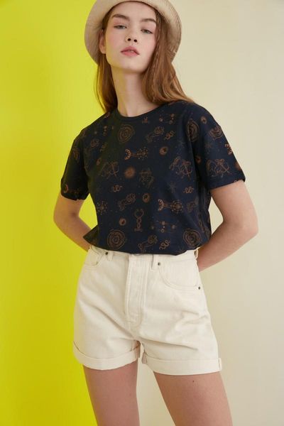 

women's t-shirt trendyol printed semifitted knitted twoss20ts1191, White