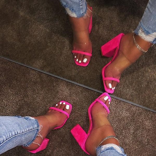 

slippers women high heels ladies jelly shoes summer transparent sandals open toe block heel clear slides sandalias mujer, Black