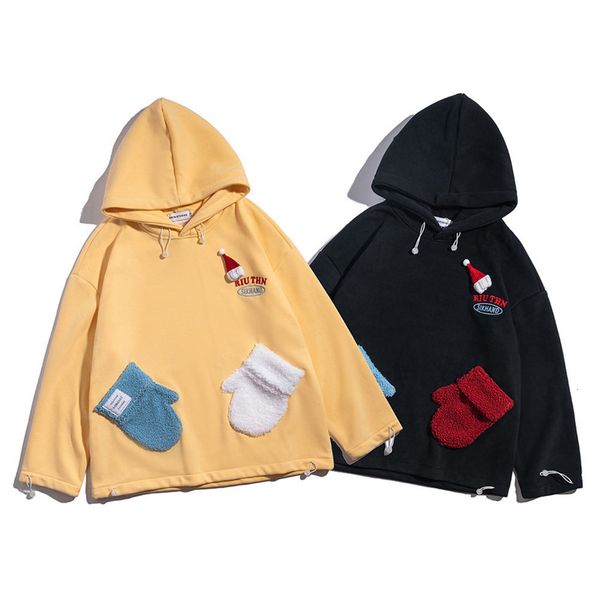 

men's hoodies & sweatshirts and women's christmas themed hoodies, coarse wool underwear, harajuku style, with pockets, large, Black
