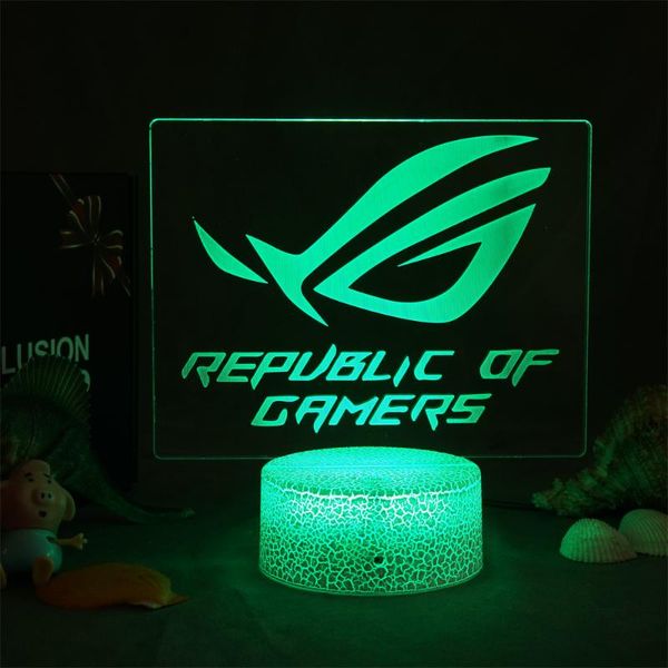 

night lights game style rog logo 3d lamps led rgb birthday cool neon gift for friend bed gaming room table colorful decoration