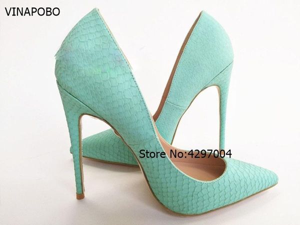

dress shoes 2021 brand design women fashion pointed toe green snake leather stiletto heel pumps slip-on thin high heels wedding, Black