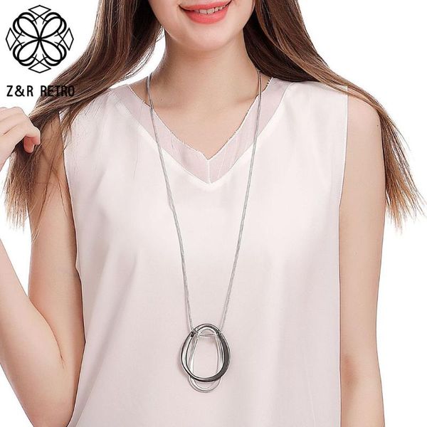 

pendant necklaces 2021 fashion long chains necklace simple geometric suspension costume jewelry for women korean unusual thing accessories, Silver