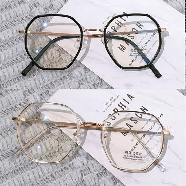 

sunglasses type polygon anti blue ray glasses men women fashion business light protection computer eyeglasses decoration, White;black