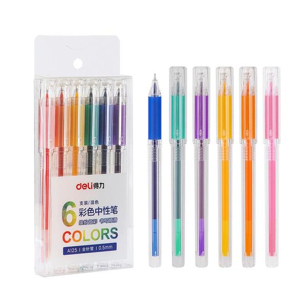 

6pcs/lot 0.5mm candy color gel pen needle colored ink for school student office signing marker writing stationery tool gifts pens