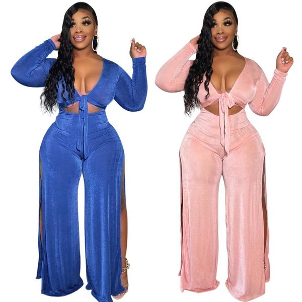 

yoga outfit occident autumn and winter fashion velvet women's wide chest strap trousers slit onesie jumpsuit z9132