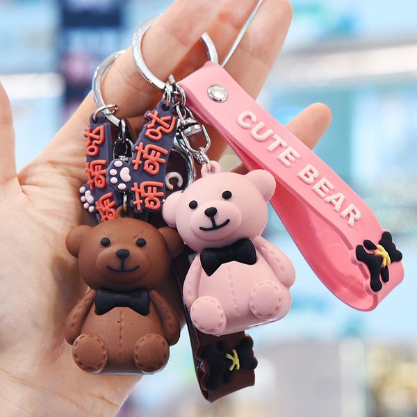 

creative soft plastic pvc cartoon cute bear doll men and women key ring a1, Silver