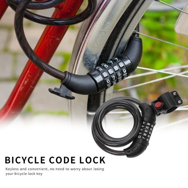 

bike locks anti-theft mtb mountain 5 digit code combination lock portable security steel cable bicycle cycling equipment