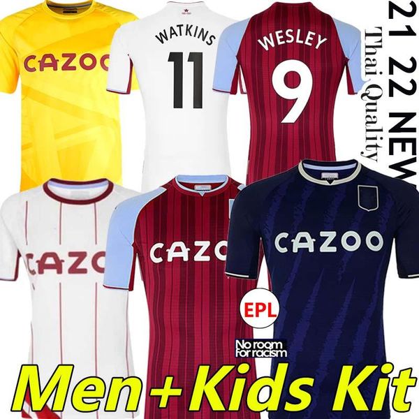 

21/22 aston soccer home court away game jerseys buendia el ghazi traorÃ© grealish wesley mcginn football jersey watkins kodja sanson targett, Black