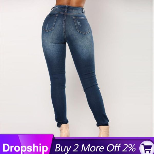 

women's jeans high waist for women slim stretch denim jean skinny woman push up 2021 pants pockets jeansy damskie, Blue