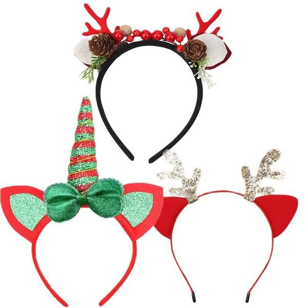 

hair accessories 1pcs christmas series toddler baby ears hairband bowknot deer xmas tree children's birthday party headwear cute, Slivery;white
