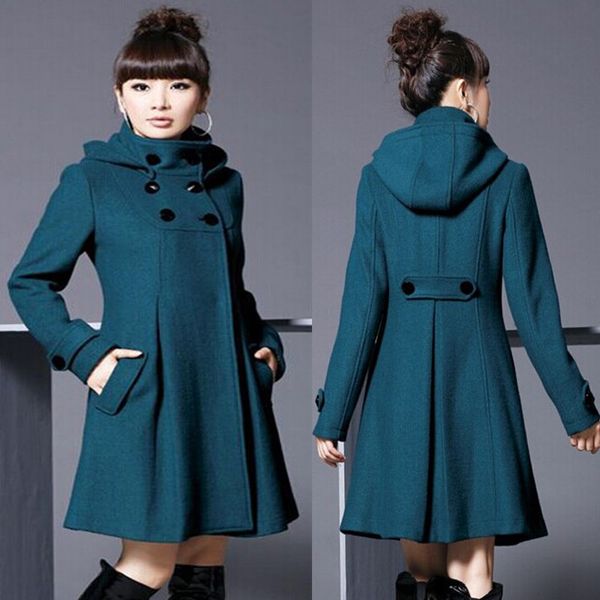

xuxi women winter autumn coat pocket solid color manteau femme tight wool caps woman wear coats larger size s-4xl fz798 201224, Black