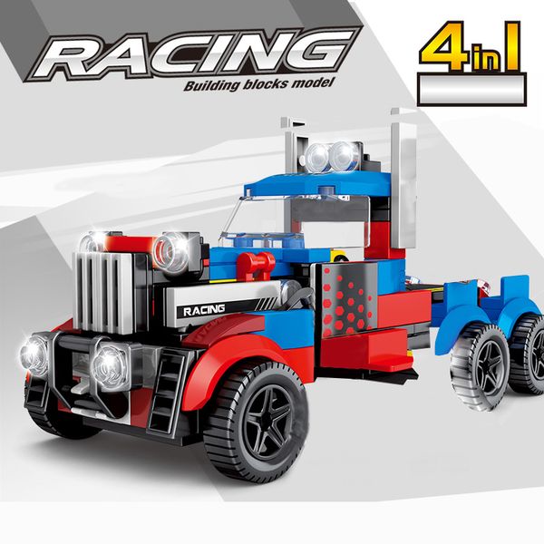 

4 in 1 racing car building block small 2021 mini truck brick boy children gift education toys for girls accessories blocks 31007