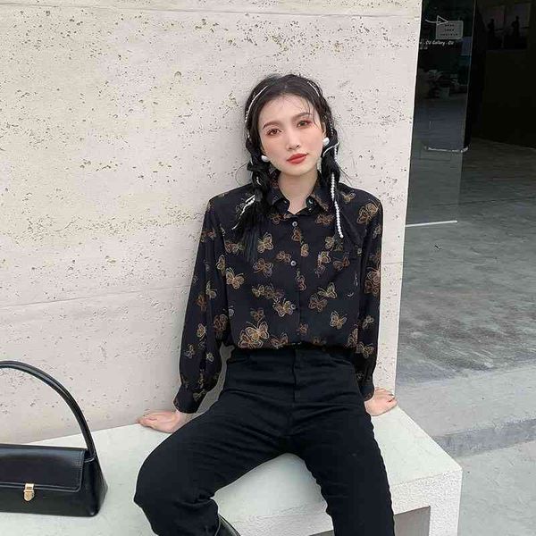 

women's blouses & shirts black vintage long sleeve button up shirt women clothes korean ladies blouse spring f, White