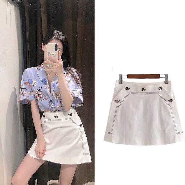 

casual dresses za 2021 fashion spring ladies pure color mini skirt button decoration slim waist street cloth lky1, Black;gray