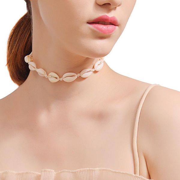 

beach tassel necklace natural white sea shell choker chain necklaces for women collar boho rope summer fashionjewelry chokers, Golden;silver