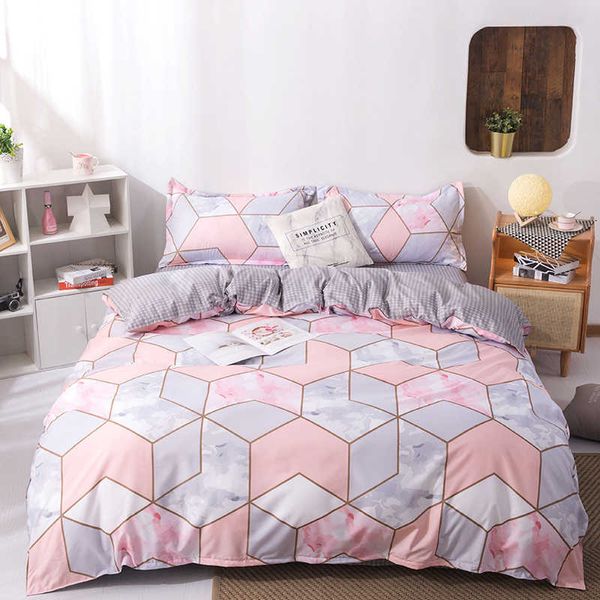 set biancheria da letto copripiumino federa strisce geometriche formato famiglia 150 * 200 cm singolo 210706