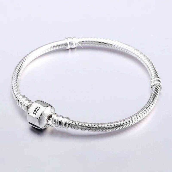 

never fade silver 925 chain charm bracelet with s925 fit diy beads charms women handmade christmas gift original jewelry, Golden;silver